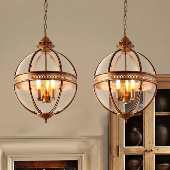 Alessio Vintage Glass Metal Black Pendant Light Dining Room Bedroom