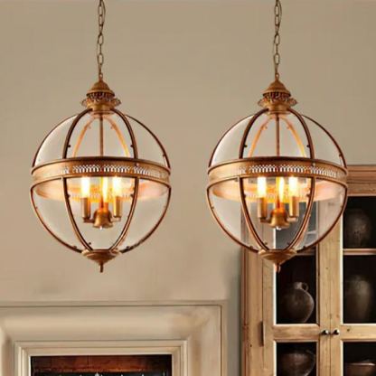 Alessio Vintage Glass Metal Black Pendant Light Dining Room Bedroom