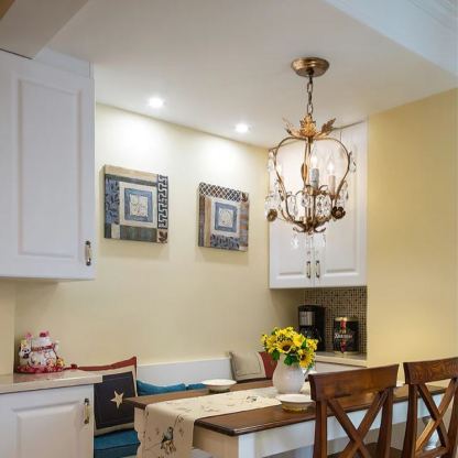 Alessio Vintage Gold Crystal Metal Pendant Light Dining Room Bedroom
