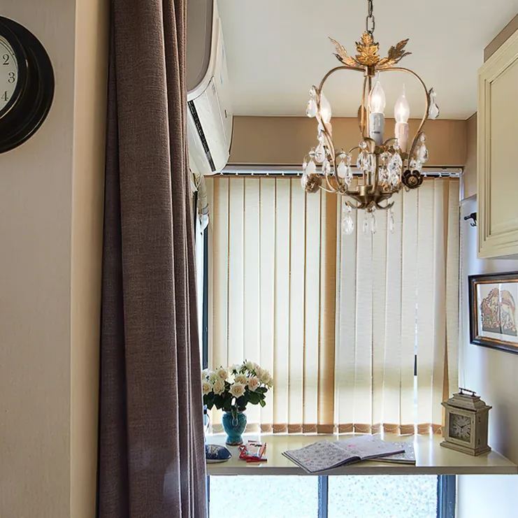 Alessio Vintage Gold Crystal Metal Pendant Light Dining Room Bedroom