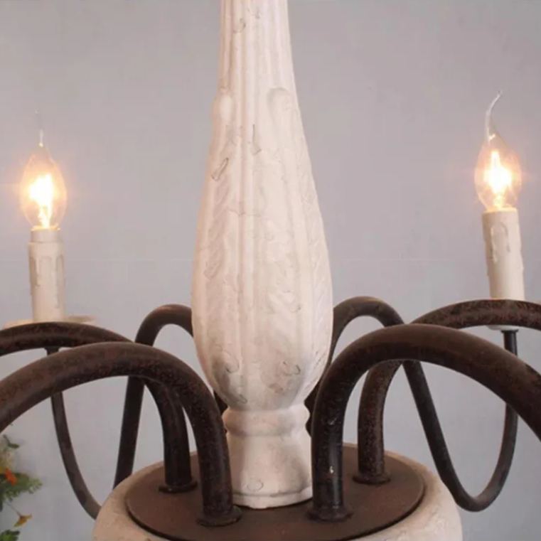 Alessio Gorgeous White Metal Wood Pendant Light Dining Room Bedroom
