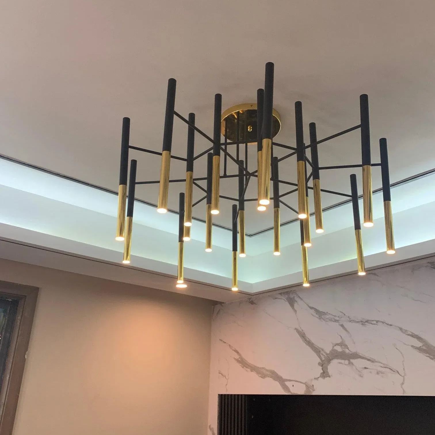 Marilyn Modern Tubular Metal Chandelier Living Room Hallway Bedroom