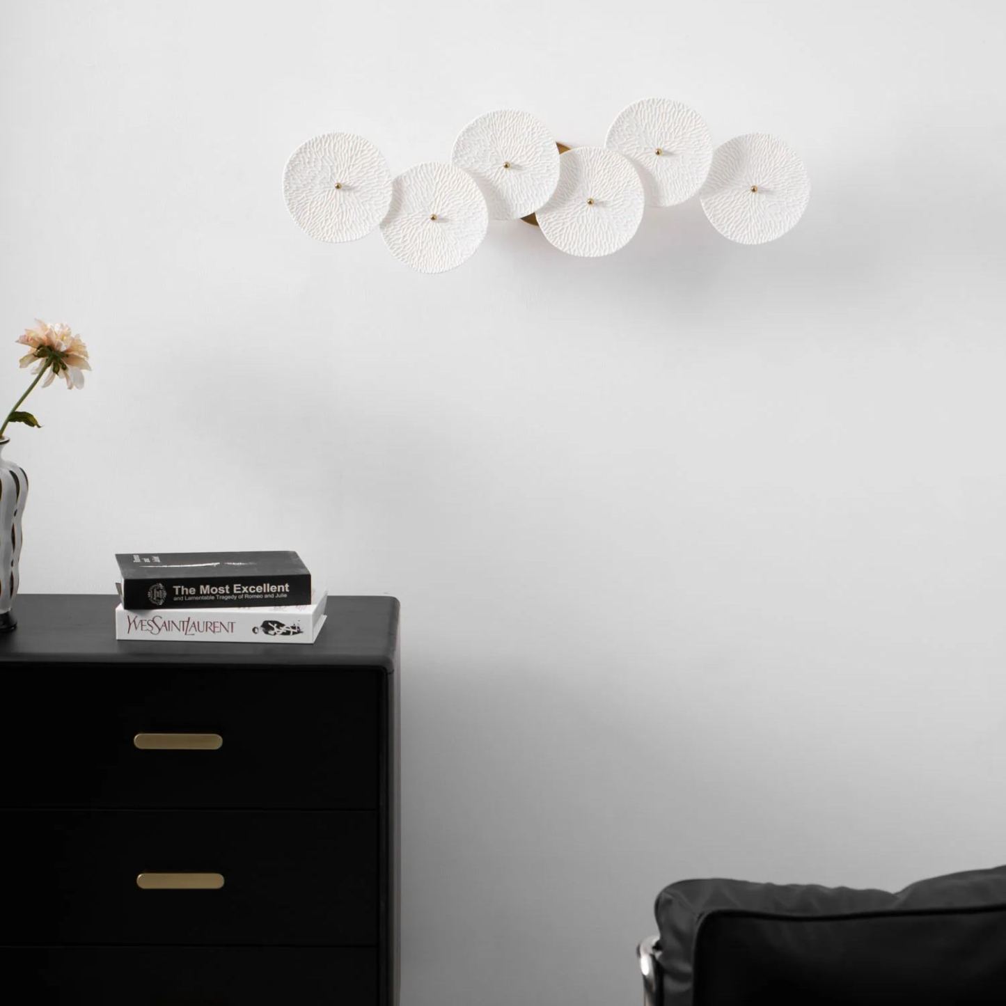 Byers Minimalism Gold White Ceramic Metal Wall Lamp Bedroom Living Room
