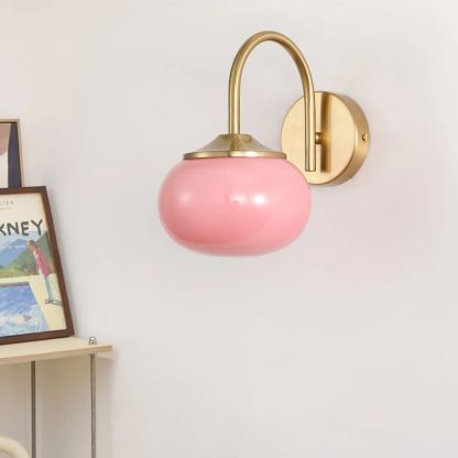 Carins Minimalism White Pink Beige Metal Glass Wall Lamp Bedroom Living Room