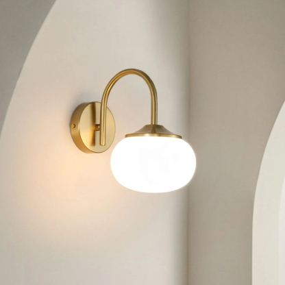 Carins Minimalism White Pink Beige Metal Glass Wall Lamp Bedroom Living Room