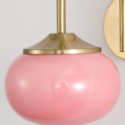 Carins Minimalism White Pink Beige Metal Glass Wall Lamp Bedroom Living Room