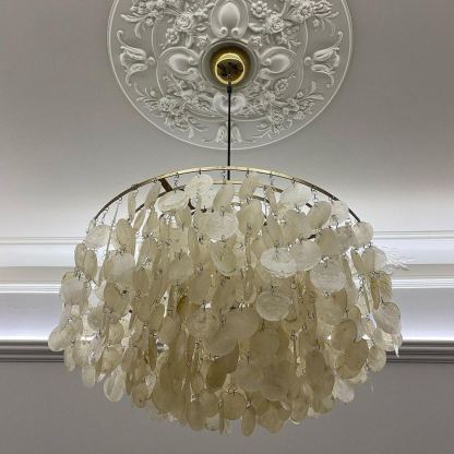 Marilyn Natural Metal Shell Chrome Pendant Light Bedroom Living Room