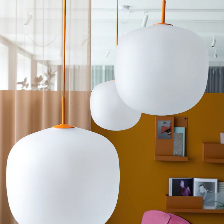 Hailie Modern Round Metal Glass Pendant Light Bedroom Dining Room