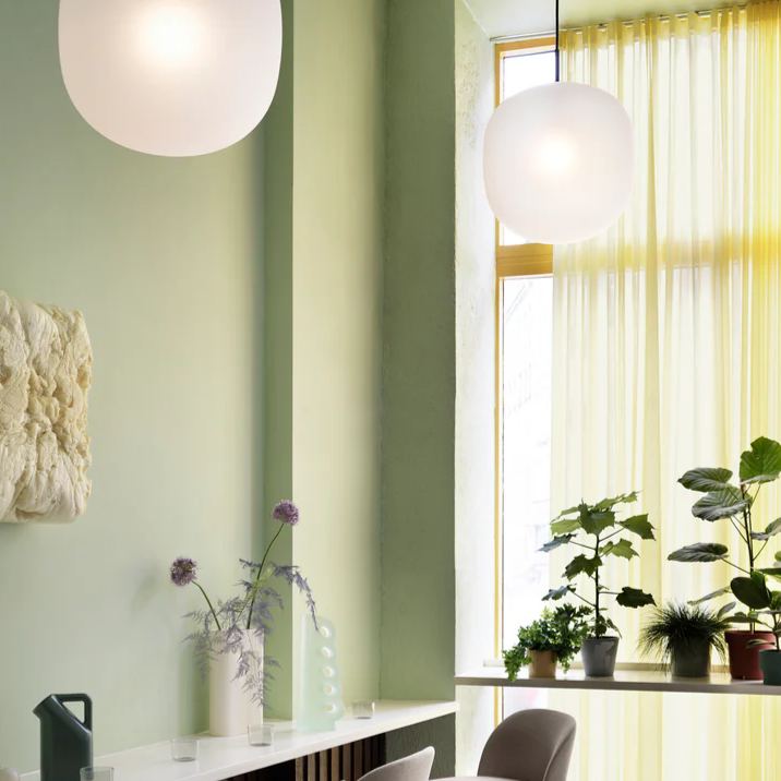 Hailie Modern Round Metal Glass Pendant Light Bedroom Dining Room