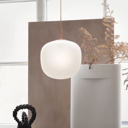 Hailie Modern Round Metal Glass Pendant Light Bedroom Dining Room