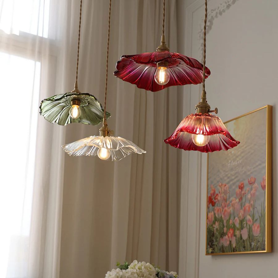 Carins Modern Flower Glass Hanging Pendant Light Dining Room