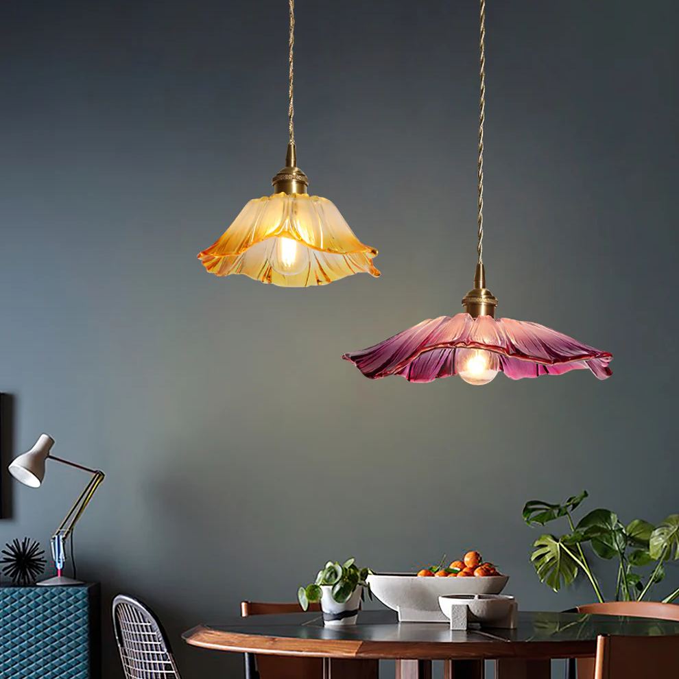 Carins Modern Flower Glass Hanging Pendant Light Dining Room