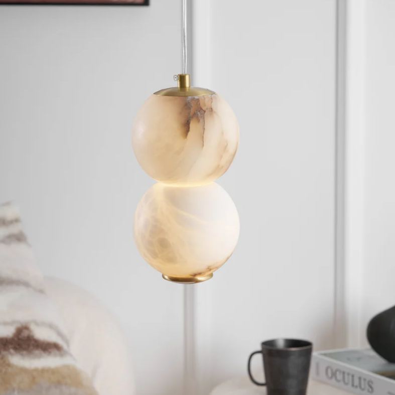 Jade Modern Round Metal Alabaster Pendant Light Shades Bedroom