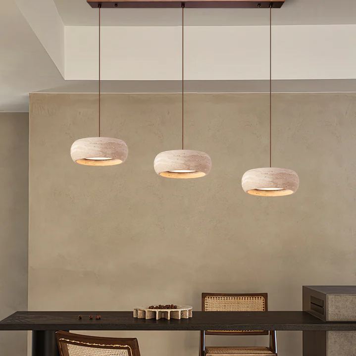 Zaid Modern Round Travertine Pendant Light Shades Bedroom Dining Room