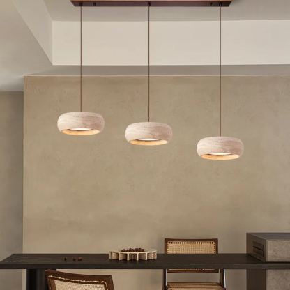 Zaid Modern Round Travertine Pendant Light Shades Bedroom Dining Room