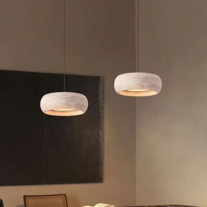 Zaid Modern Round Travertine Pendant Light Shades Bedroom Dining Room