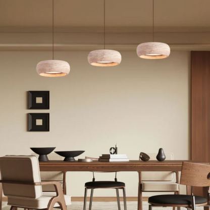 Zaid Modern Round Travertine Pendant Light Shades Bedroom Dining Room