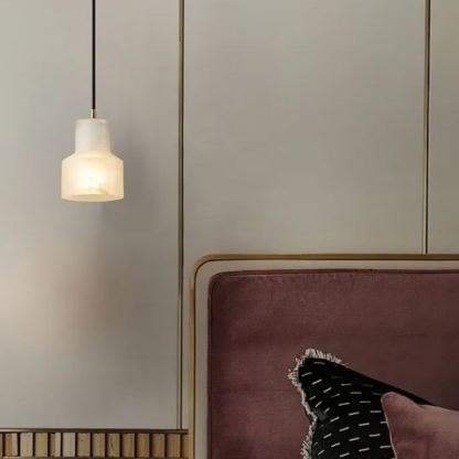 Jade Modern Round Metal Alabaster Pendant Light Bedroom Dining Room
