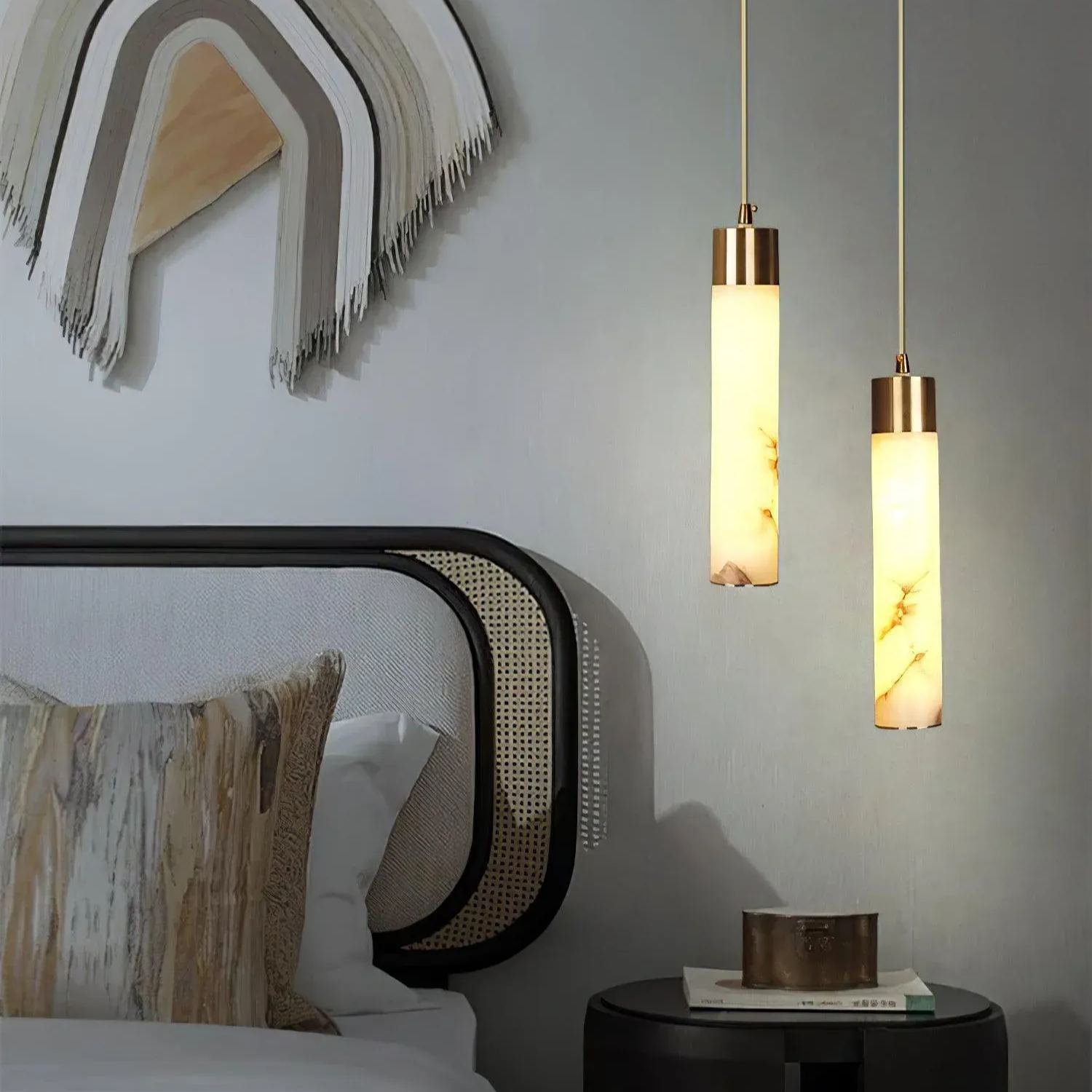 Jade Modern Brass Alabaster Pendant Light Living Room Bedroom Bathroom