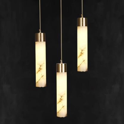 Jade Modern Brass Alabaster Pendant Light Living Room Bedroom Bathroom