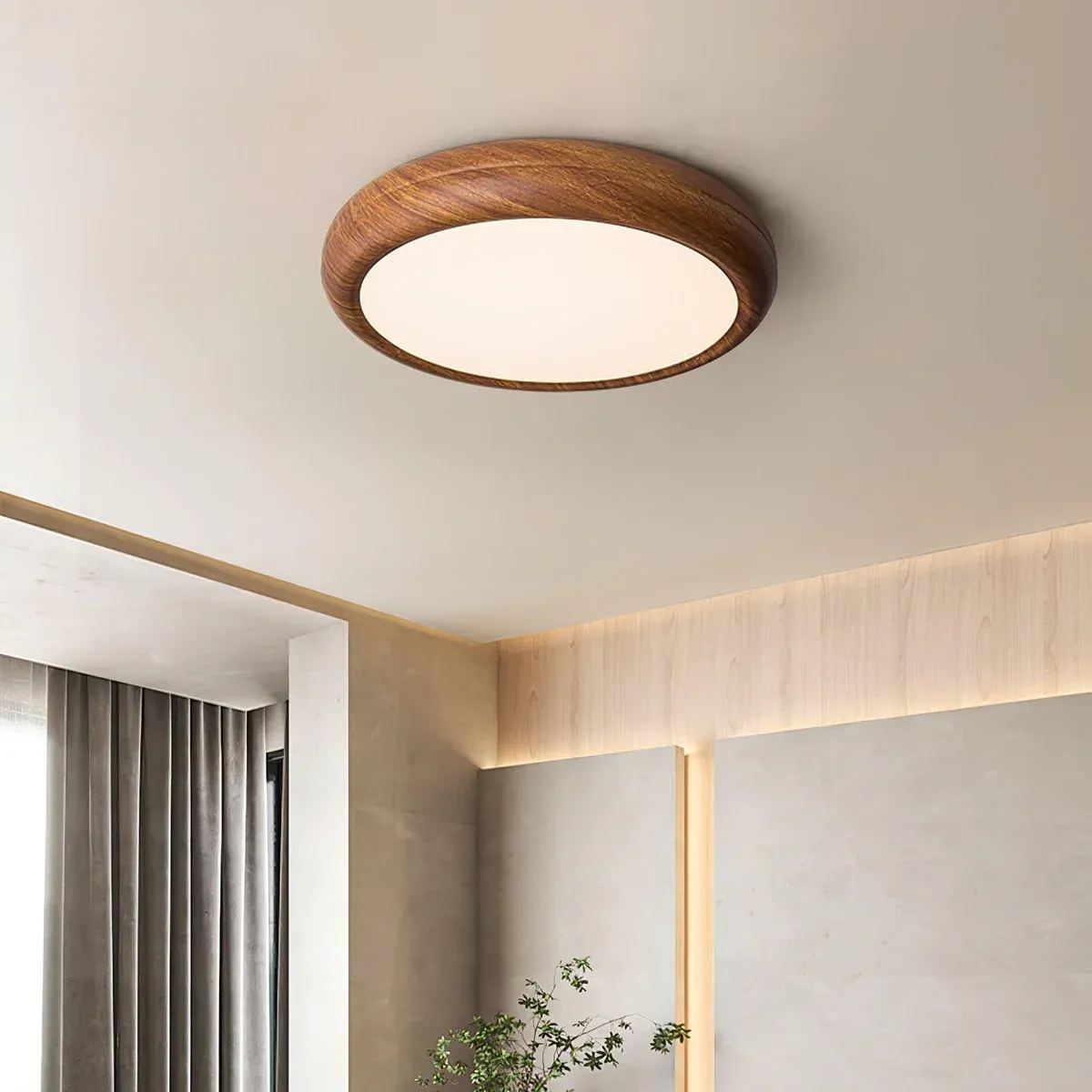 Ozawa Modern Minimalism Round Wood Ceiling Light Bedroom Dining Room