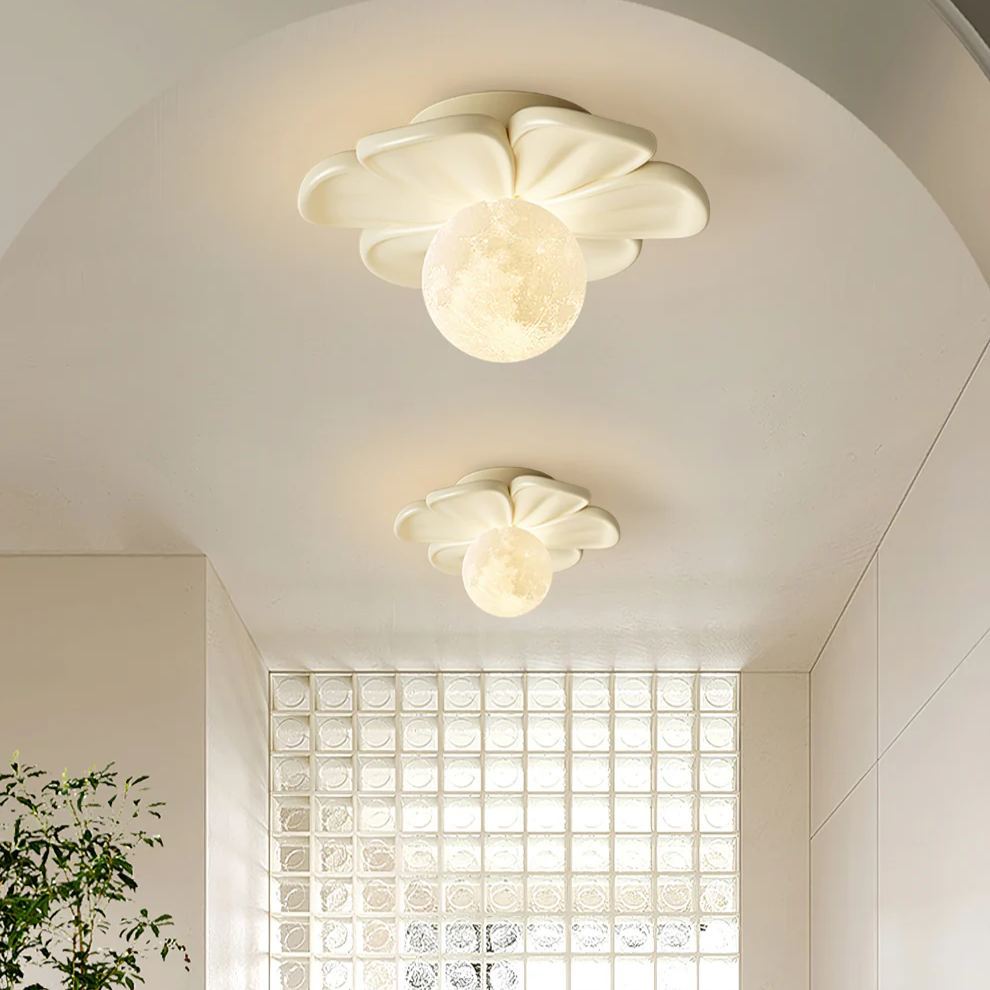 Carins Resin Pink Beige Flower Ceiling Lamp Dining Room Bedroom