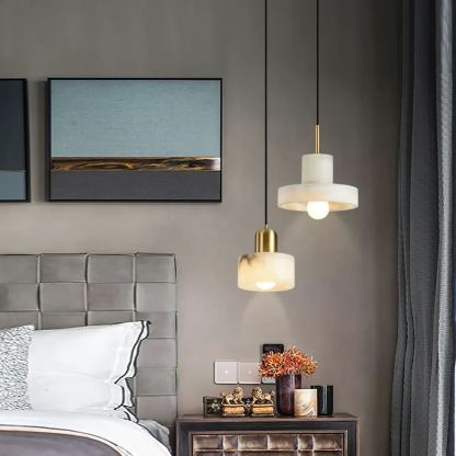 Jade Textured Round Alabaster Pendant Light Bedroom Dining Room