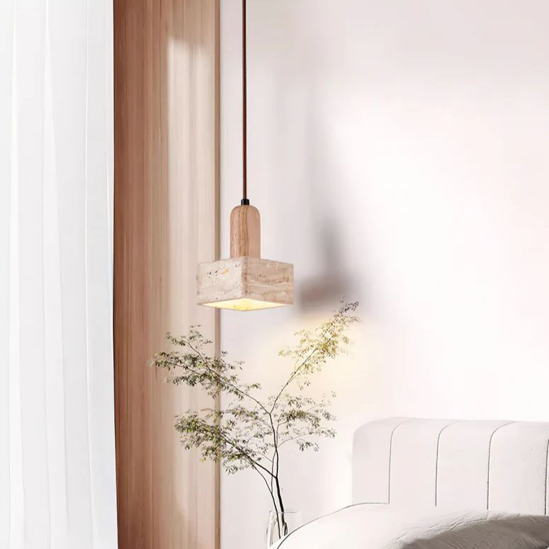 Zaid Minimalism Travertine Wood Pendant Lamp Bedroom Dining Room