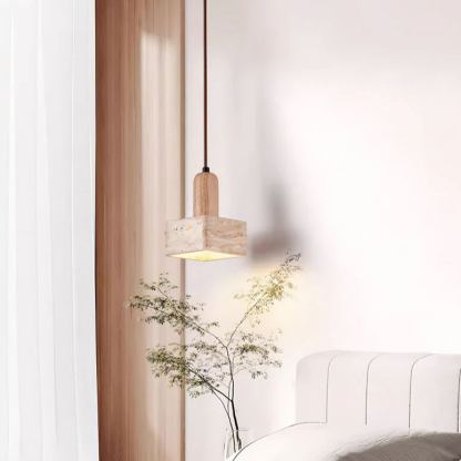 Zaid Minimalism Travertine Wood Pendant Lamp Bedroom Dining Room