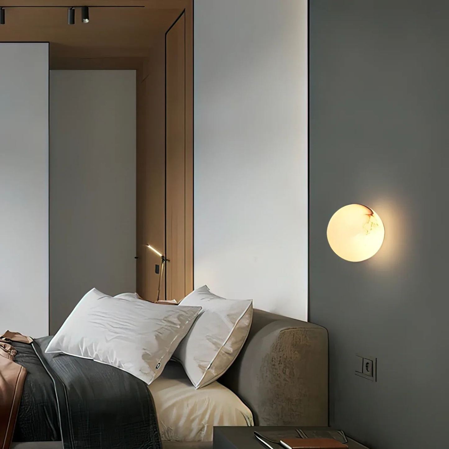 Orr Modern Round Mini Resin Wall Light Bedroom Hallway Living Room