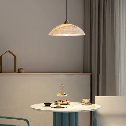 Jade Alabaster Dome Brass Finish Pendant Light Bedroom Living Room