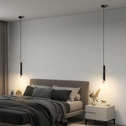 Meza Modern Cylinder Metal Acrylic Pendant Light Bedroom Dining Room