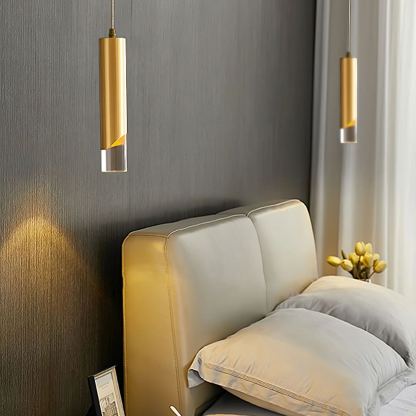Meza Modern Cylinder Metal Acrylic Pendant Light Bedroom Dining Room