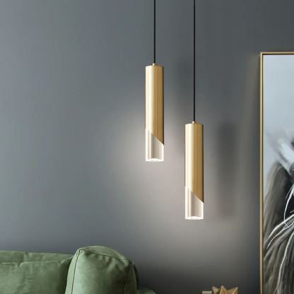 Meza Modern Cylinder Metal Acrylic Pendant Light Bedroom Dining Room