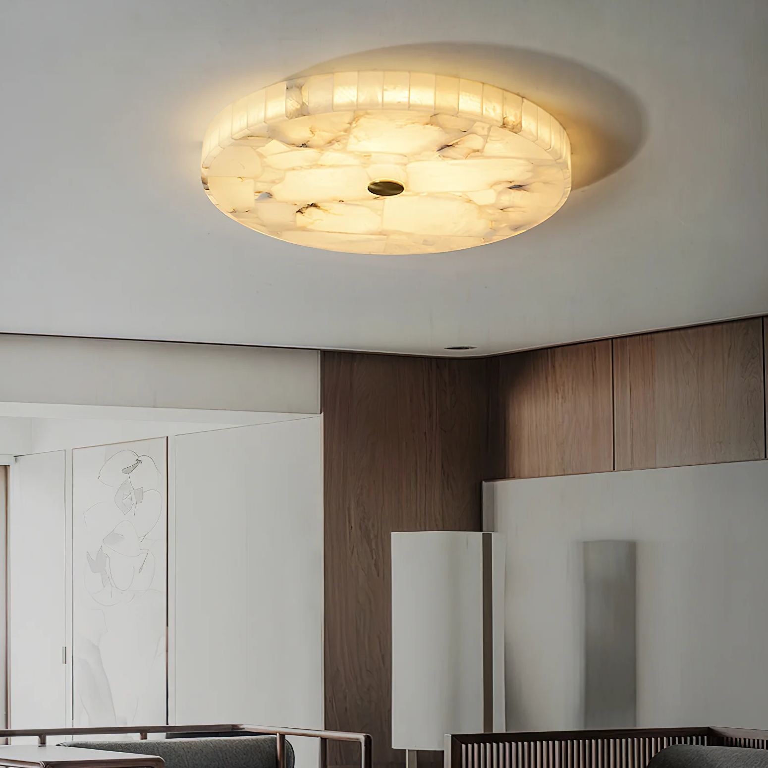 Modern Byers Round Ceiling Lamp in Bedroom