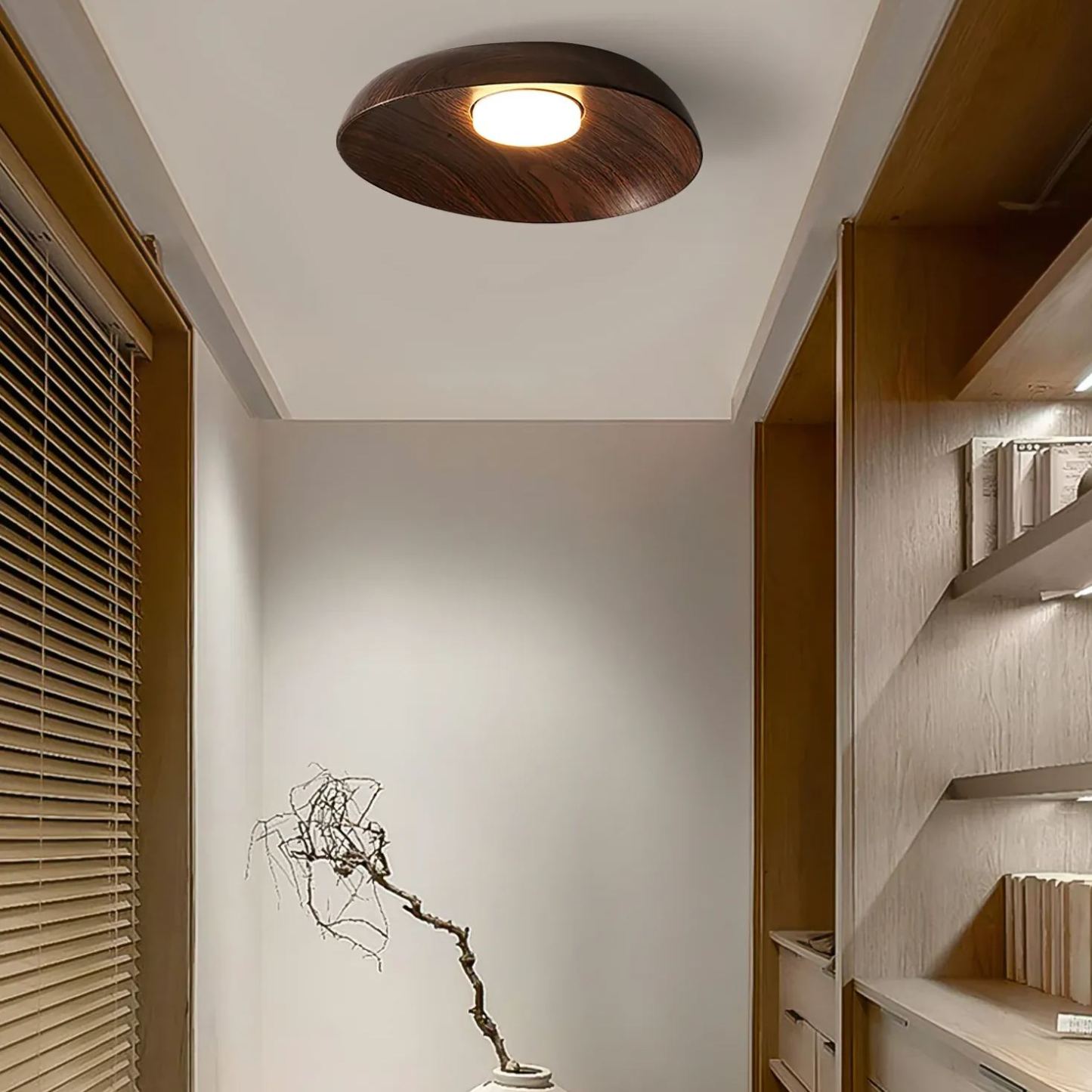Muto Modern Round Wood Ceiling Light Bedroom Hallway Living Room