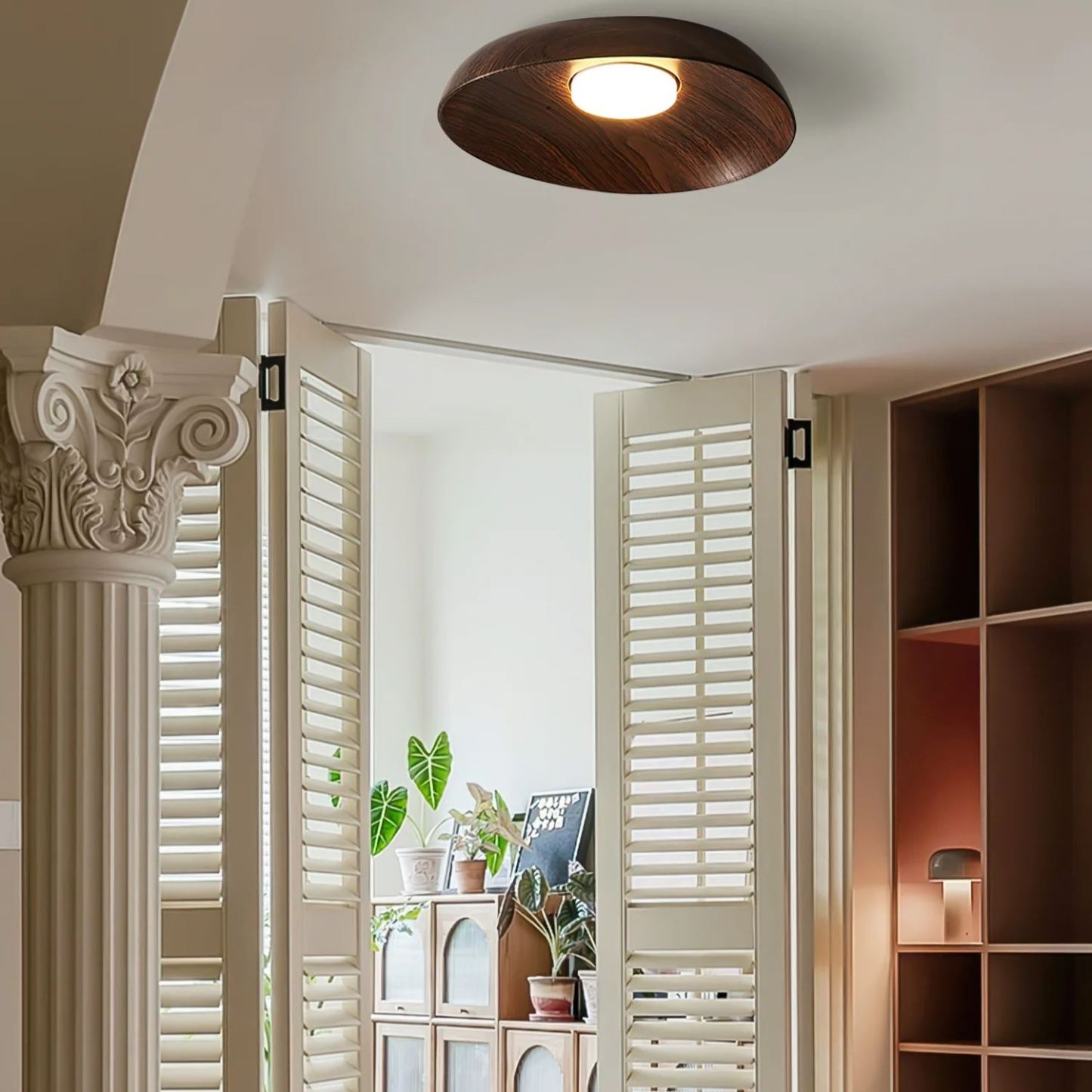 Muto Modern Round Wood Ceiling Light Bedroom Hallway Living Room