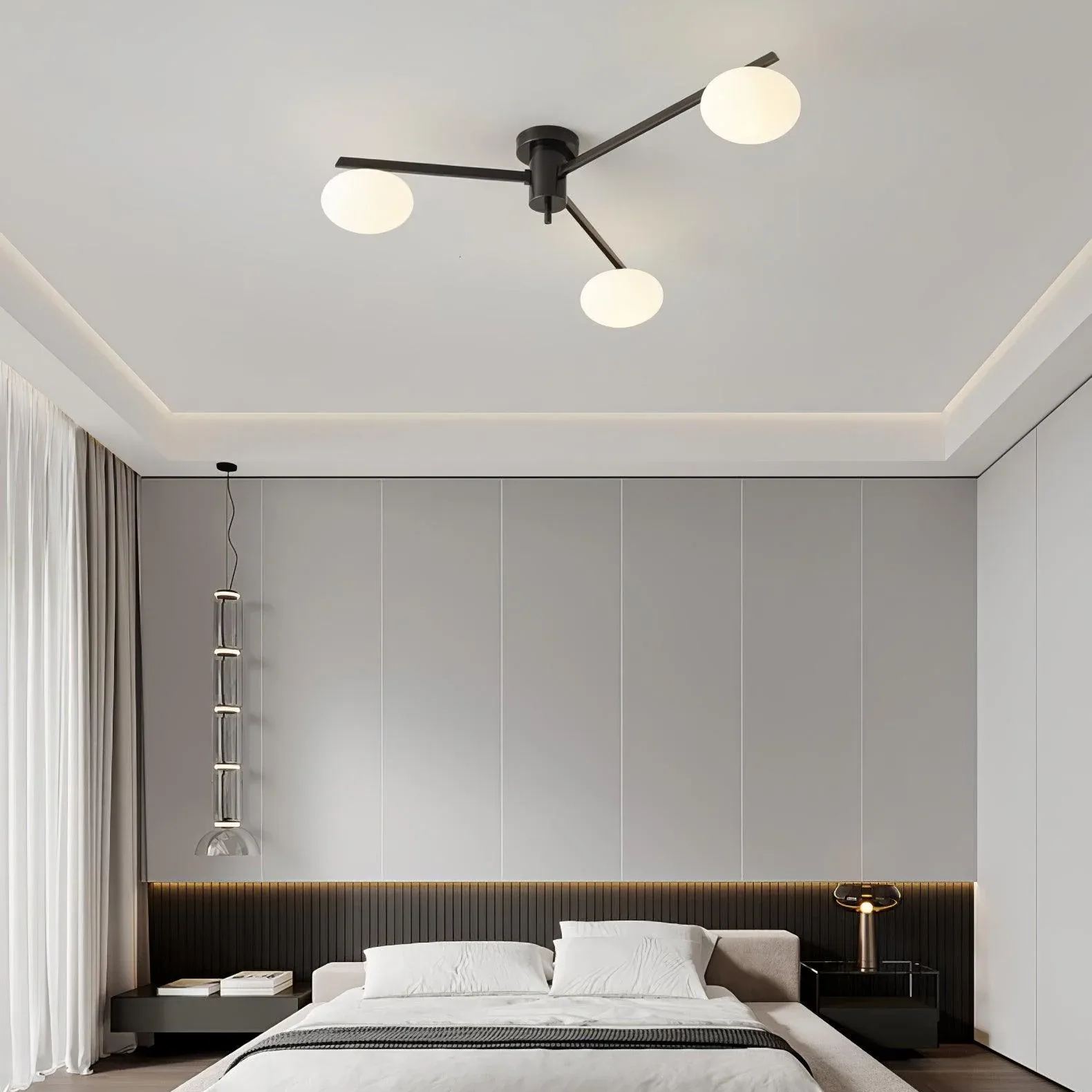 Valentina Minimalism Metal Glass Ceiling Lamp Bedroom Living Room