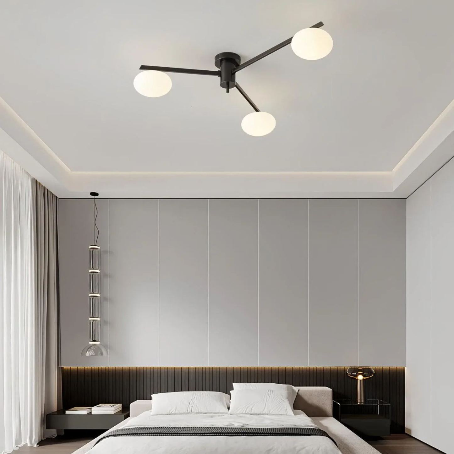 Valentina Minimalism Metal Glass Ceiling Lamp Bedroom Living Room