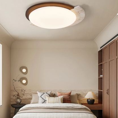 Zaid Vintage Round Acrylic Wood Ceiling Lamp Bedroom Living Room 