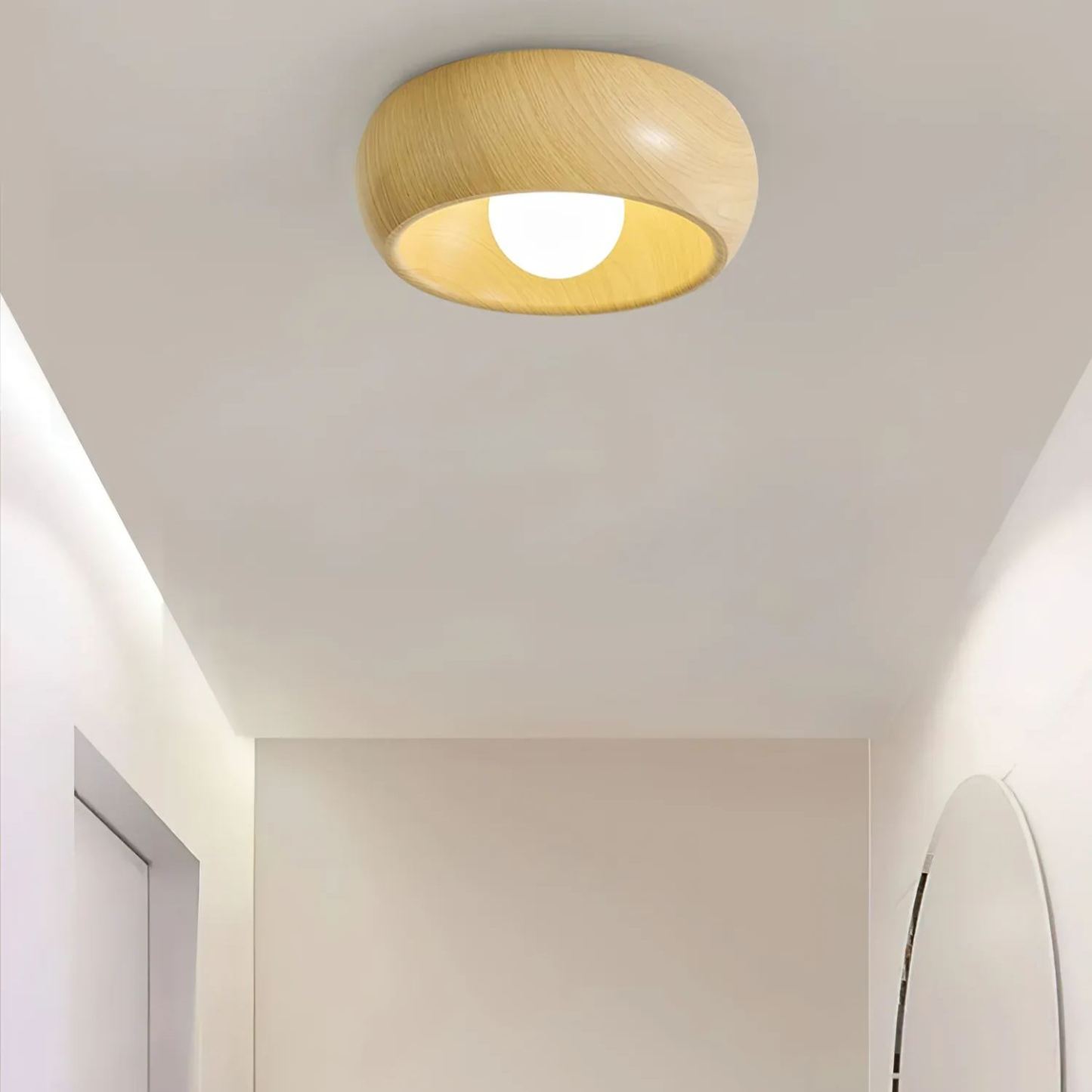 Muto Modern Round Wood Ceiling Light Fixture Hallway Bedroom Living Room