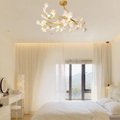 Olivia Gingko Brass Ceramics Ceiling Lamp Bedroom  Dining Room