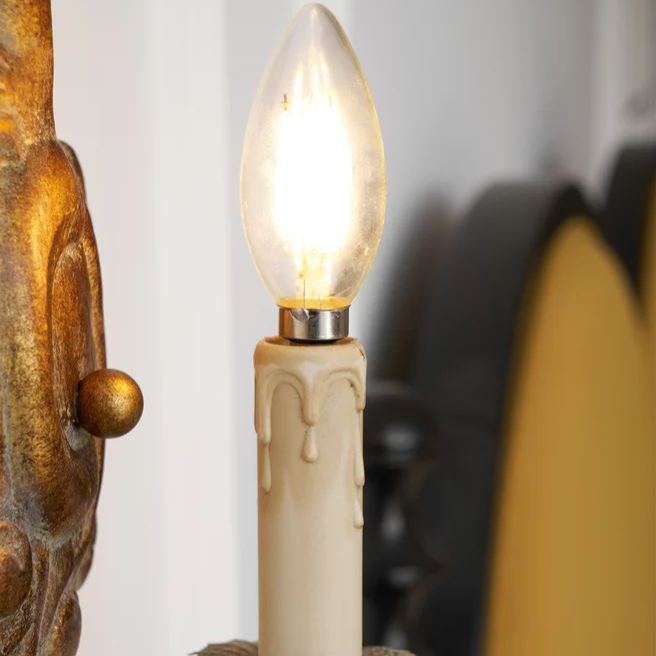Alessio Vintage Metal Wood Old White Antique Gold Old Grey Wall Lamp Dining Room