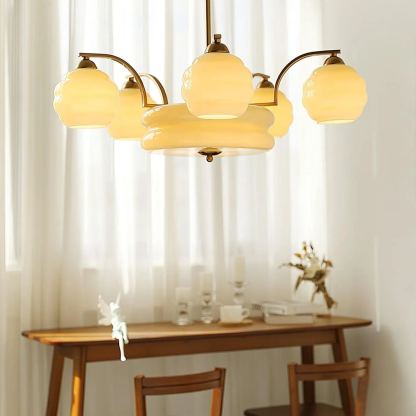 Valentina Vintage Classical Brass Glass Chandelier Living Dining Room