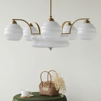 Valentina Vintage Classical Brass Glass Chandelier Living Dining Room