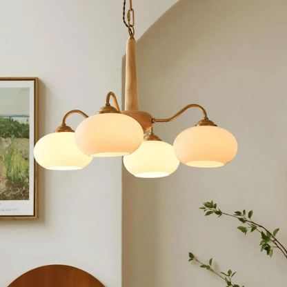 Valentina Vintage Wood Glass Chandelier Shades Living Dining Room