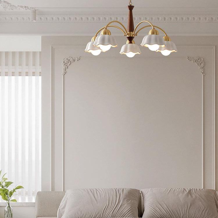 Valentina Vintage Brass Glass Chandelier Shades Living Dining Room