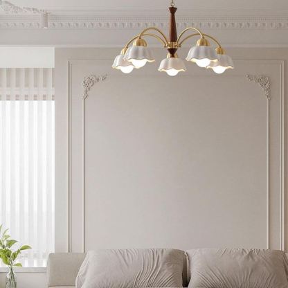Valentina Vintage Brass Glass Chandelier Shades Living Dining Room