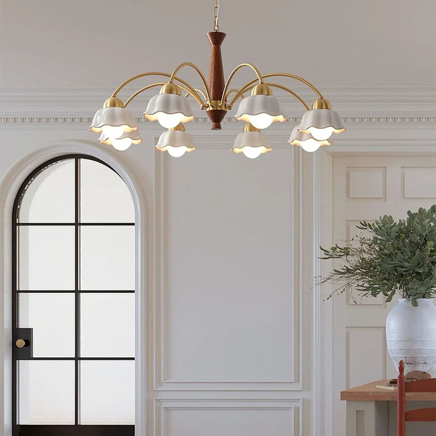 Valentina Vintage Brass Glass Chandelier Shades Living Dining Room