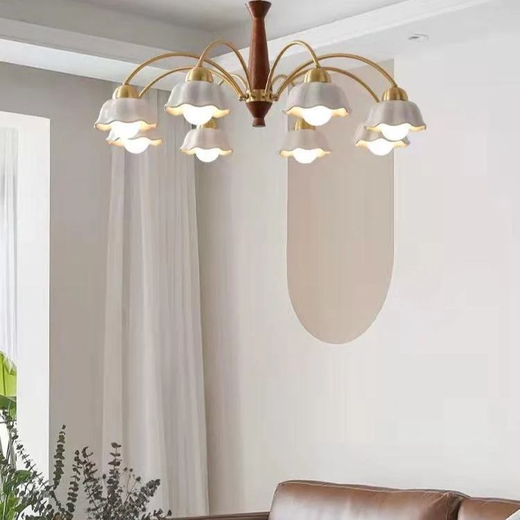 Valentina Vintage Brass Glass Chandelier Shades Living Dining Room